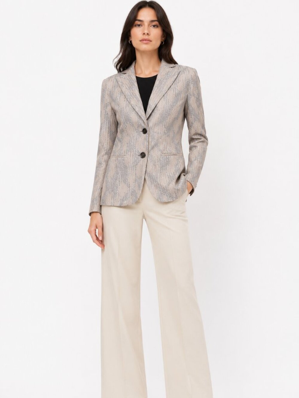Giorgio Armani Silver BlackGeometric Jacquard Blazer IT 40 US 4